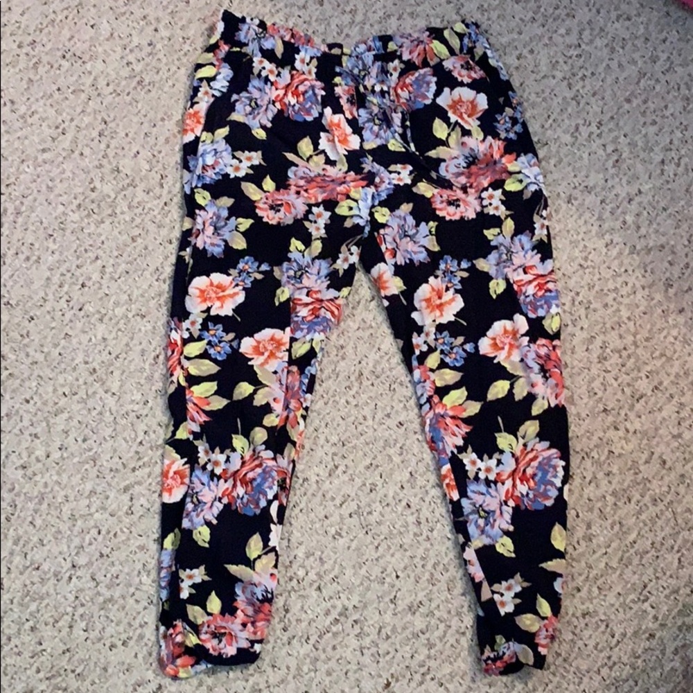 Floral pants navy blue
